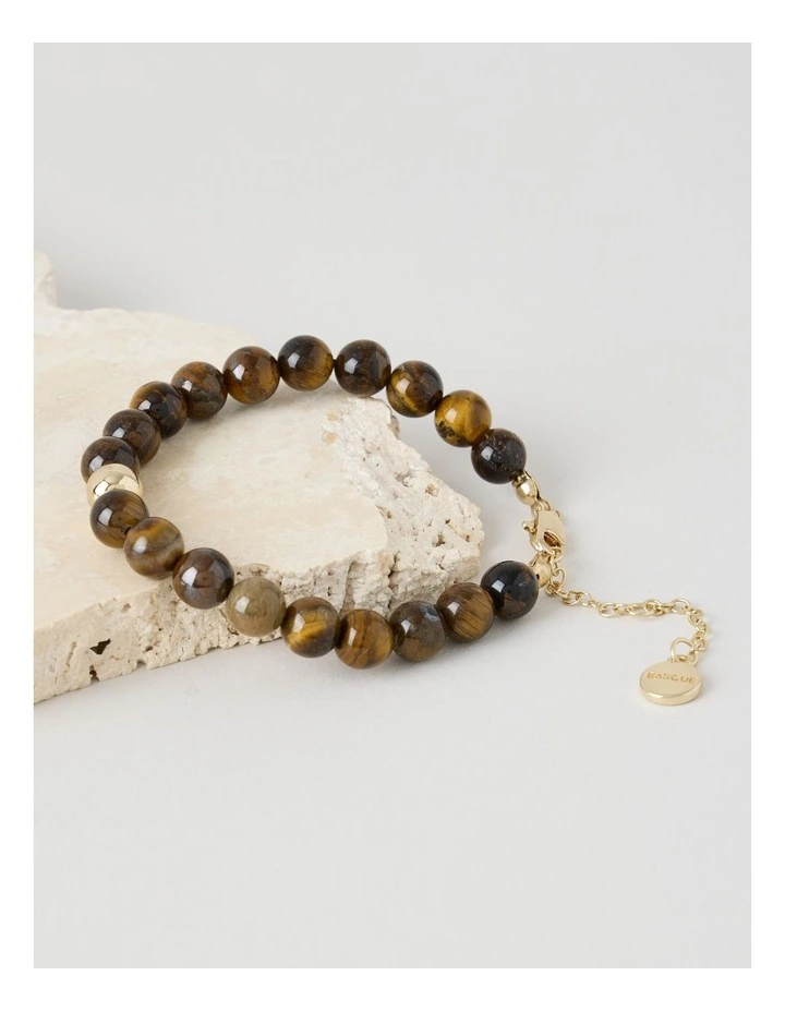 Stone Beaded Bracelet in Tiger Eye image 3