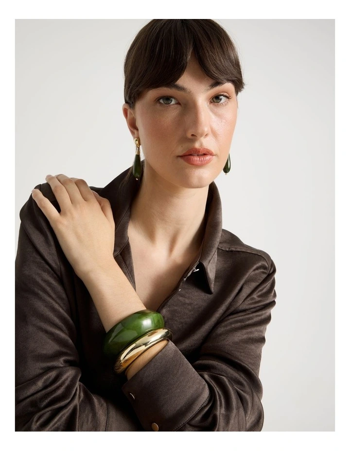 Gold and Resin Bangles in Forest 2 Pack image 5
