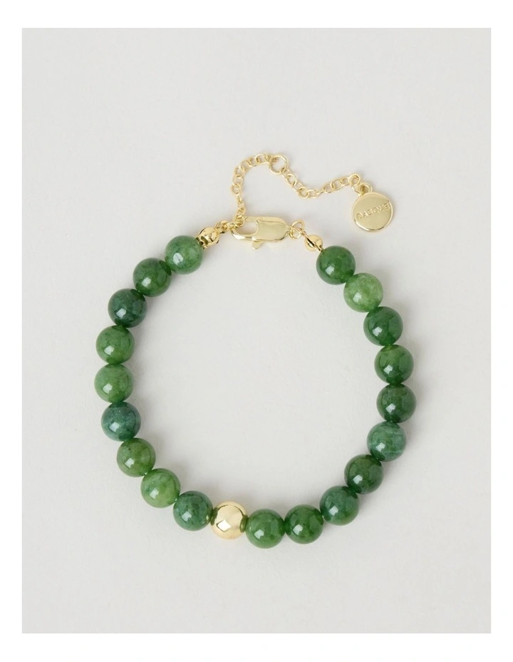 Stone Beaded Bracelet in Forest and Gold image 1