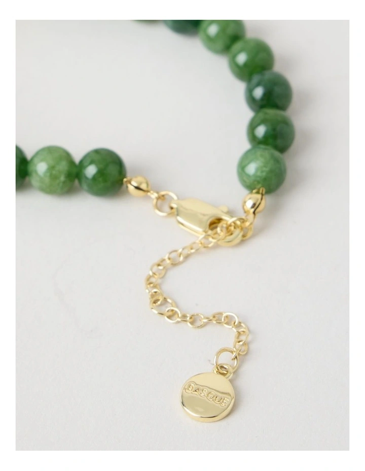 Stone Beaded Bracelet in Forest and Gold image 3