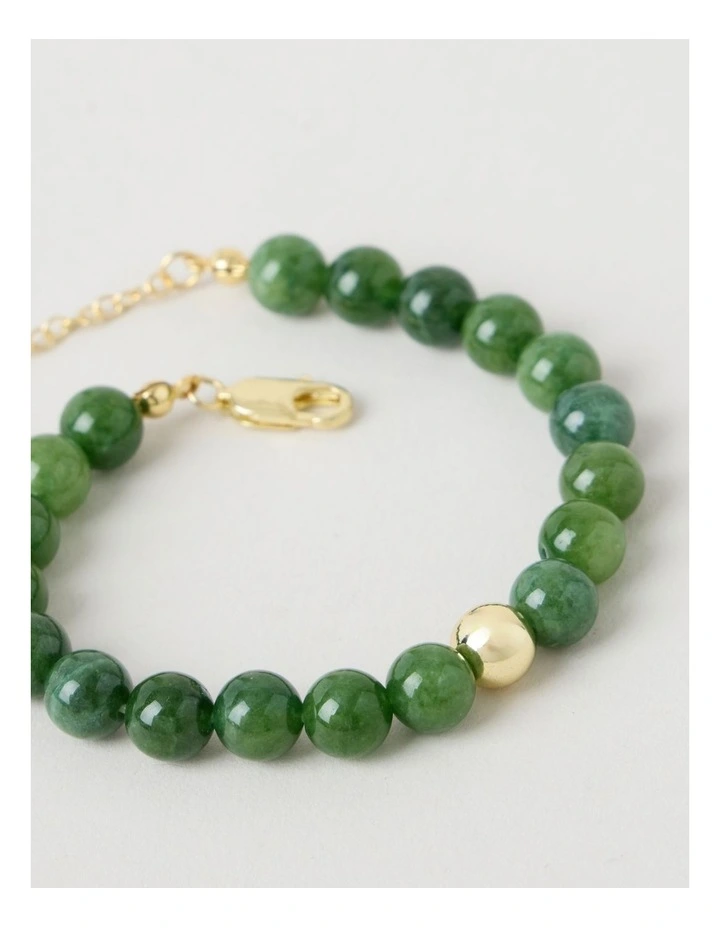 Stone Beaded Bracelet in Forest and Gold image 5