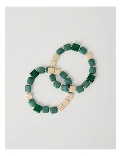 Green Square Bead Bracelet