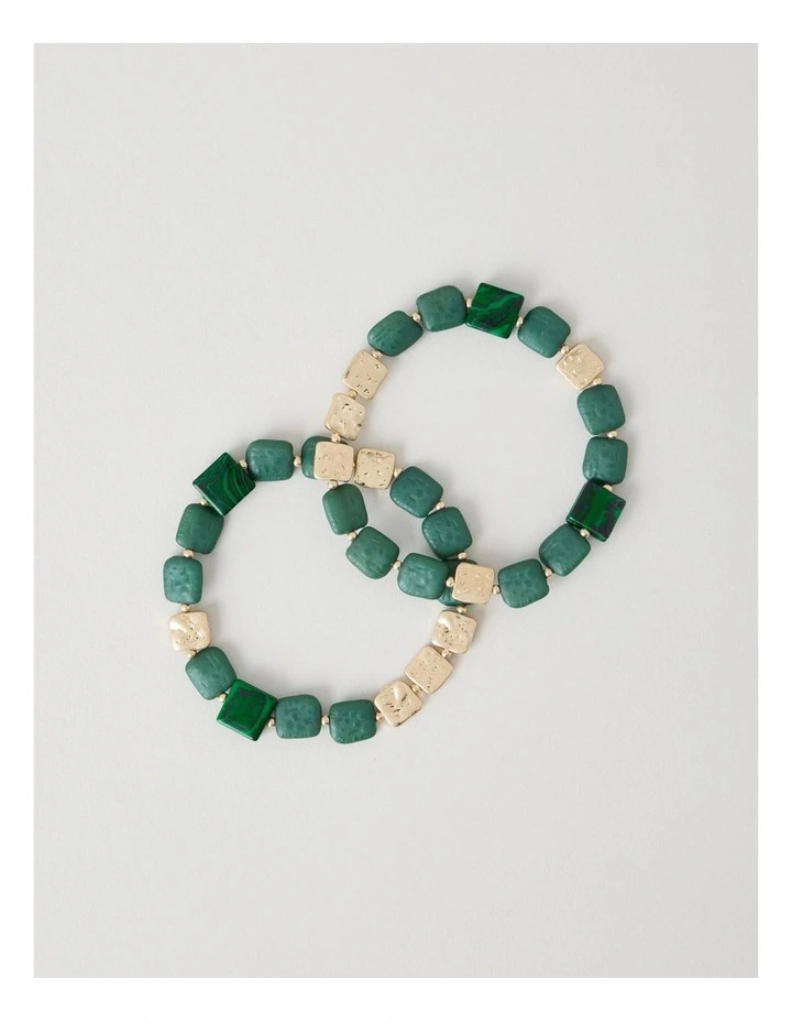 Green Square Bead Bracelet image 1