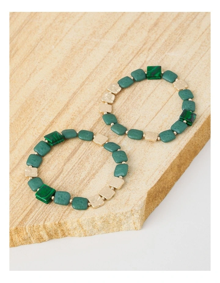 Green Square Bead Bracelet image 3