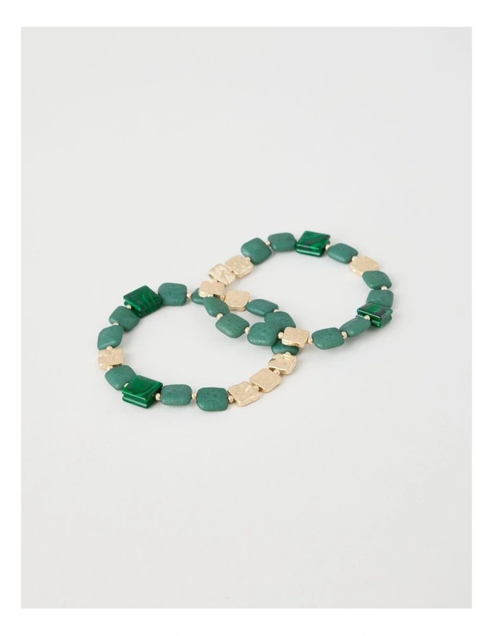 Green Square Bead Bracelet image 6