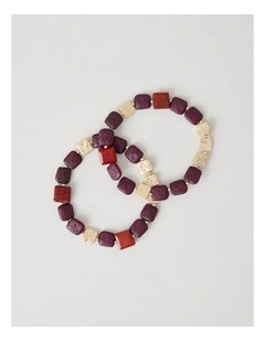 Burgundy Square Bead Bracelet