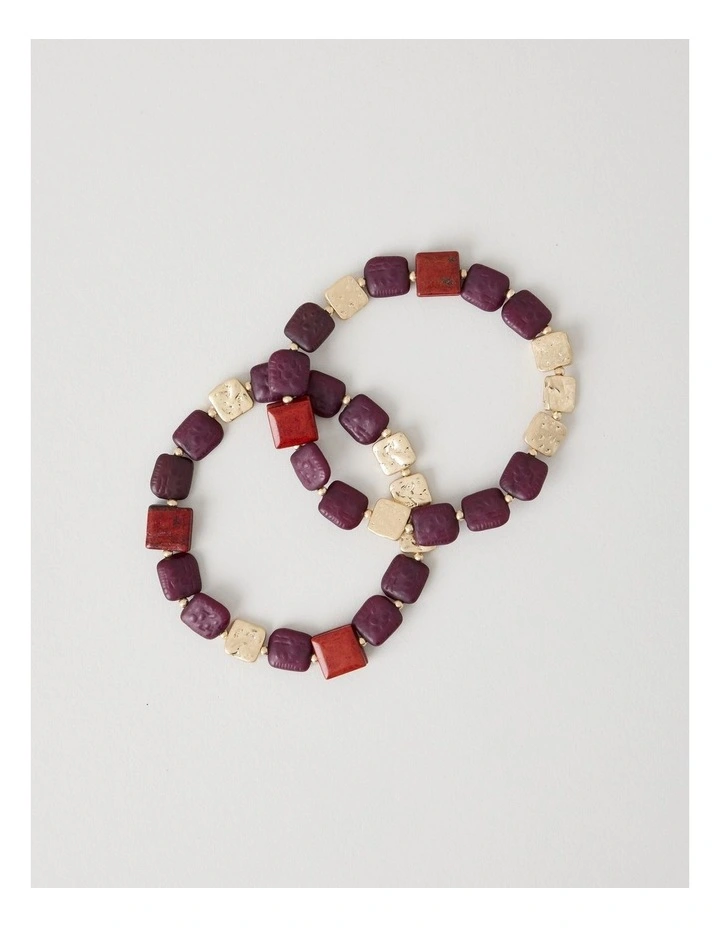 Burgundy Square Bead Bracelet image 1