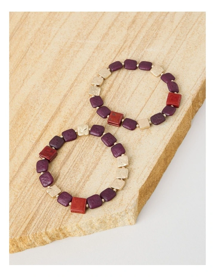Burgundy Square Bead Bracelet image 3