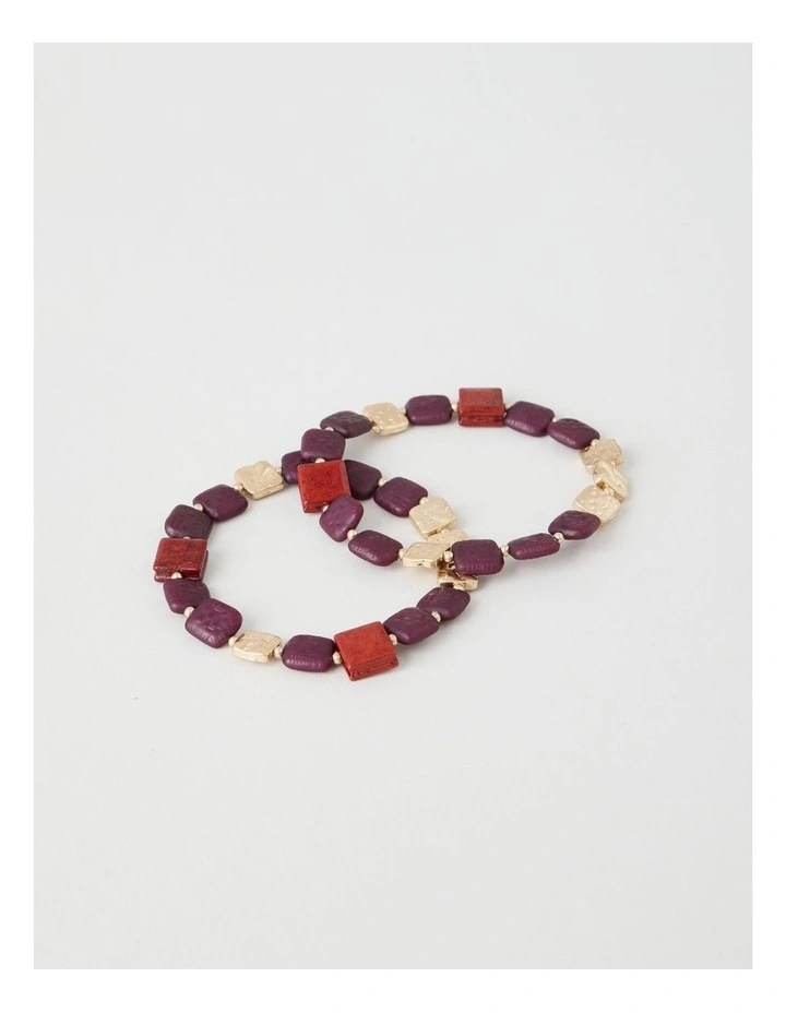 Burgundy Square Bead Bracelet image 6