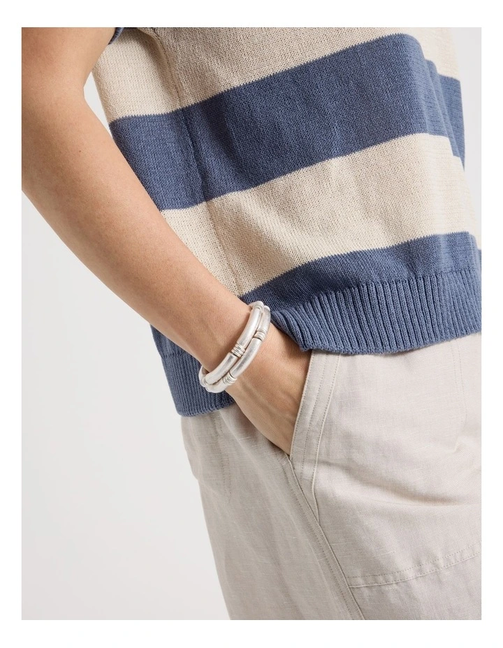 Matte Tube Stretch Bracelet 2 Pack in Silver image 2