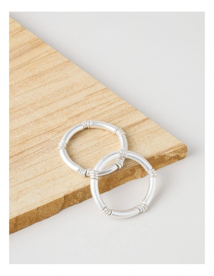 Matte Tube Stretch Bracelet 2 Pack in Silver image 3
