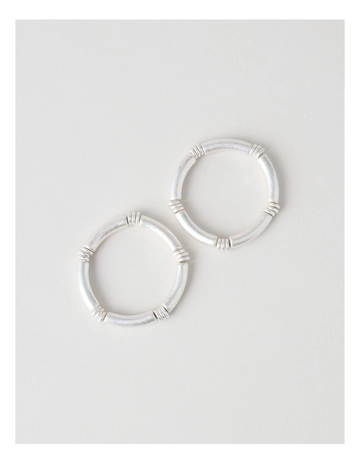 Matte Tube Stretch Bracelet 2 Pack in Silver image 6
