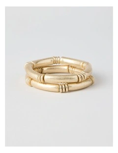 Matte Tube Stretch Bracelet 2 Pack in Gold