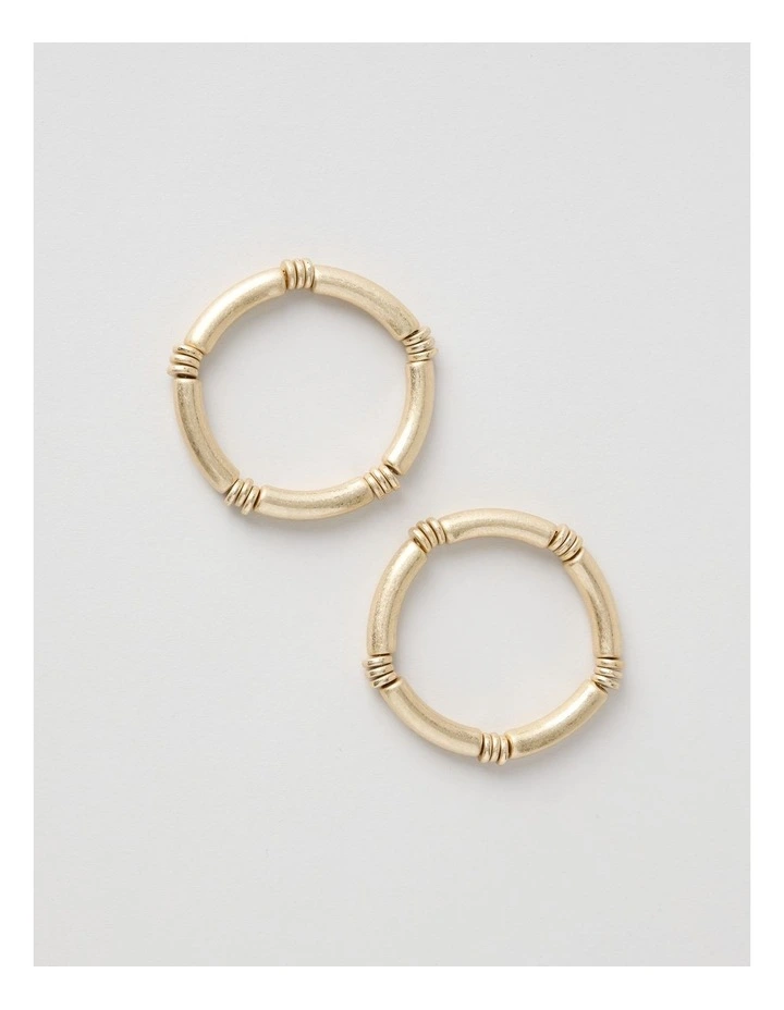 Matte Tube Stretch Bracelet 2 Pack in Gold image 4