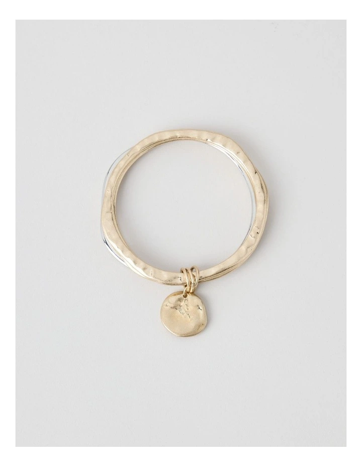 Disc Bangle Stack in Gold and Silver image 1