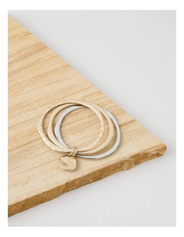 Disc Bangle Stack in Gold and Silver image 3