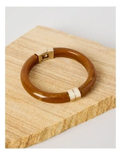 Narrow Hinged Bangle in Terracotta