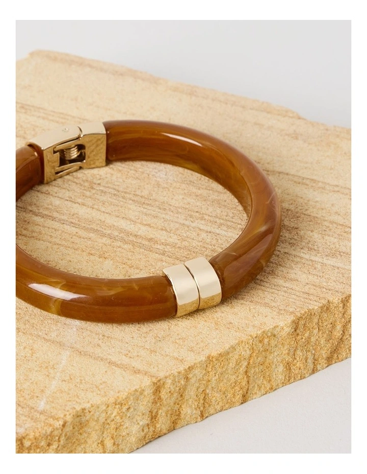 Narrow Hinged Bangle in Terracotta image 2