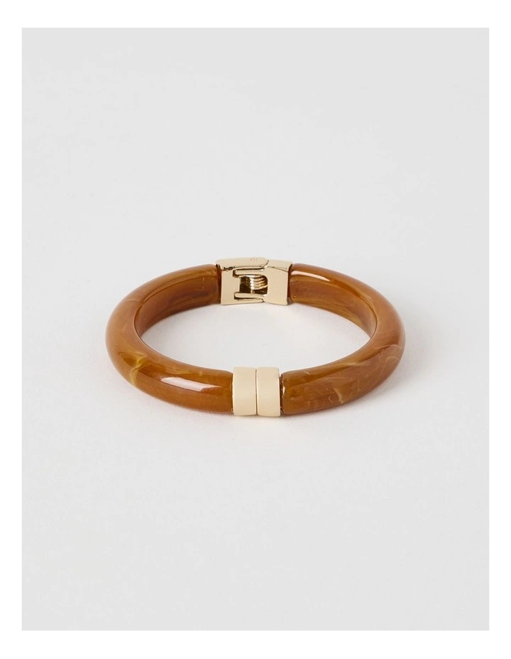 Narrow Hinged Bangle in Terracotta image 3
