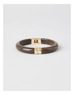 Narrow Hinged Bangle in Chocolate