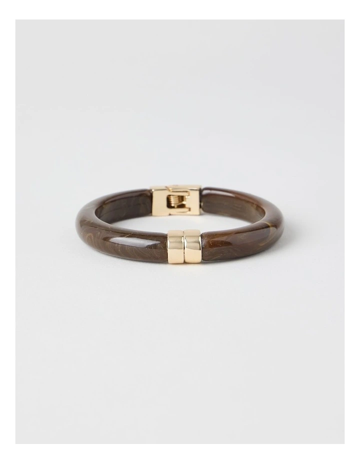 Narrow Hinged Bangle in Chocolate image 1
