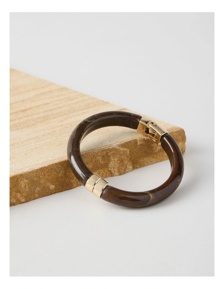 Narrow Hinged Bangle in Chocolate image 3