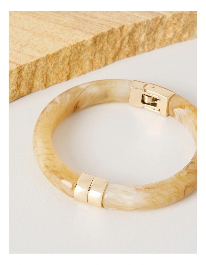 Narrow Hinged Bangle in Butter image 2