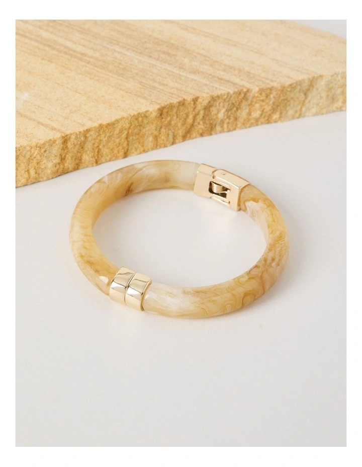 Narrow Hinged Bangle in Butter image 3