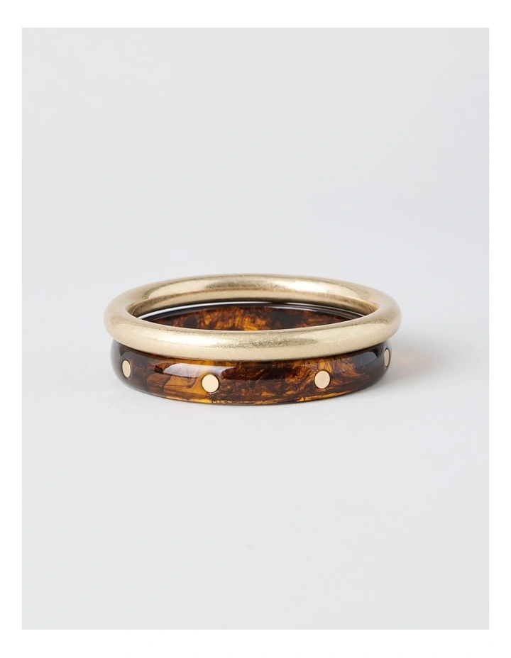 Studded Bangle Stack in Tort image 1