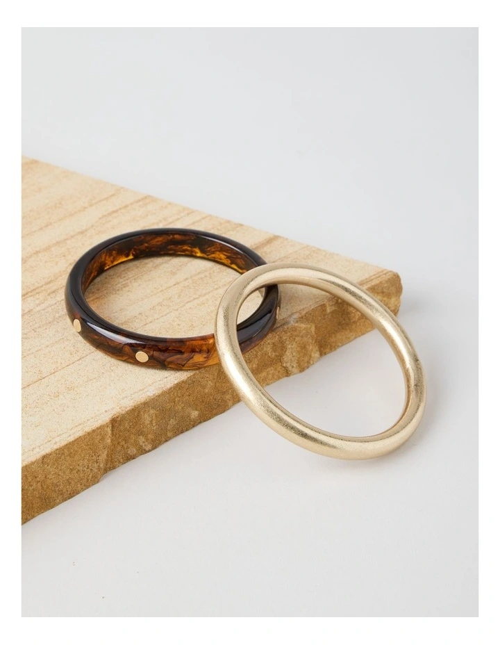 Studded Bangle Stack in Tort image 3
