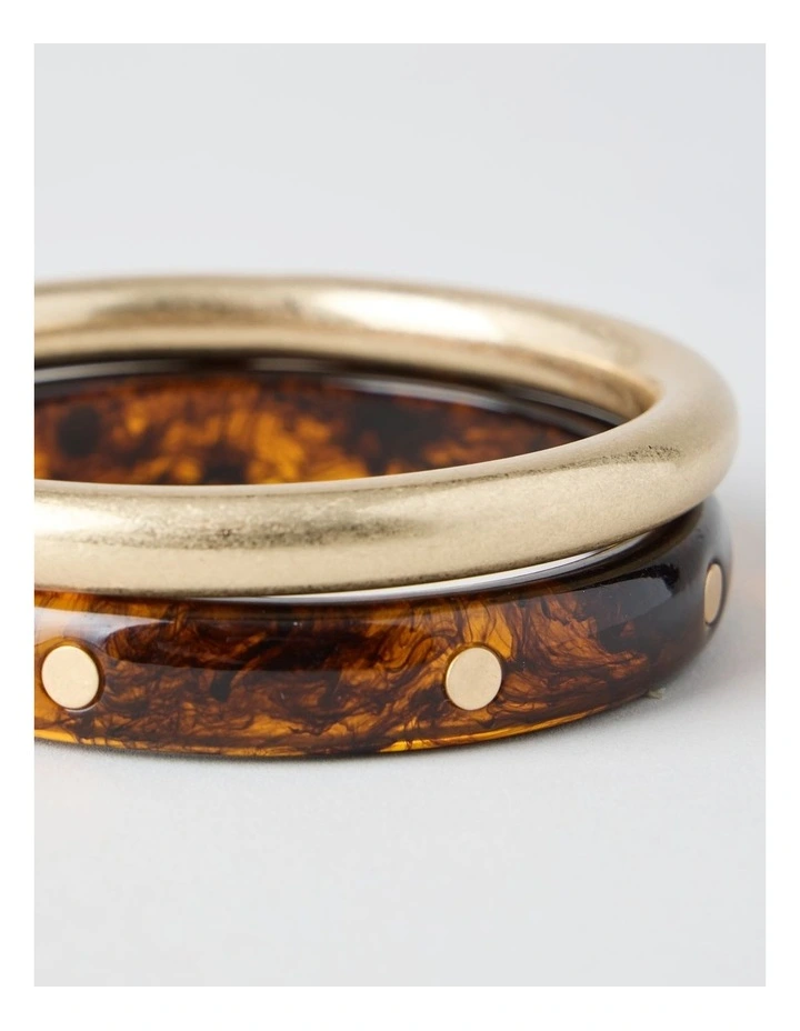 Studded Bangle Stack in Tort image 7