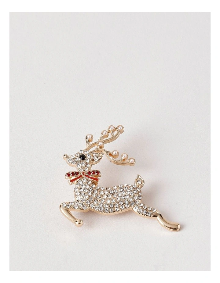 Reindeer Brooch in Gold image 1