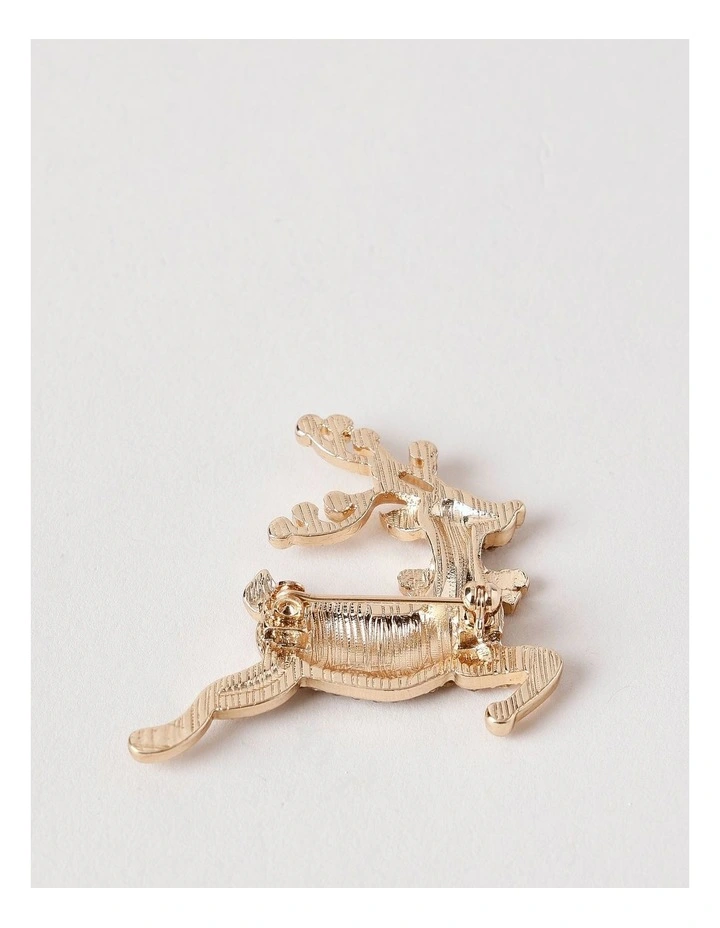 Reindeer Brooch in Gold image 3