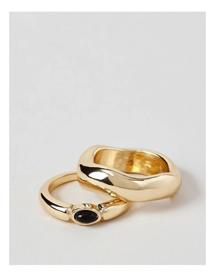 Stone 2Pk Rings in Gold image 1