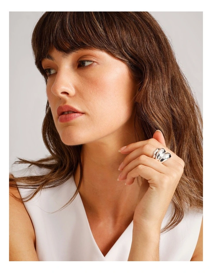 Double Chunky Ring in Silver image 2