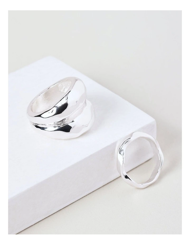 Double Chunky Ring in Silver image 3