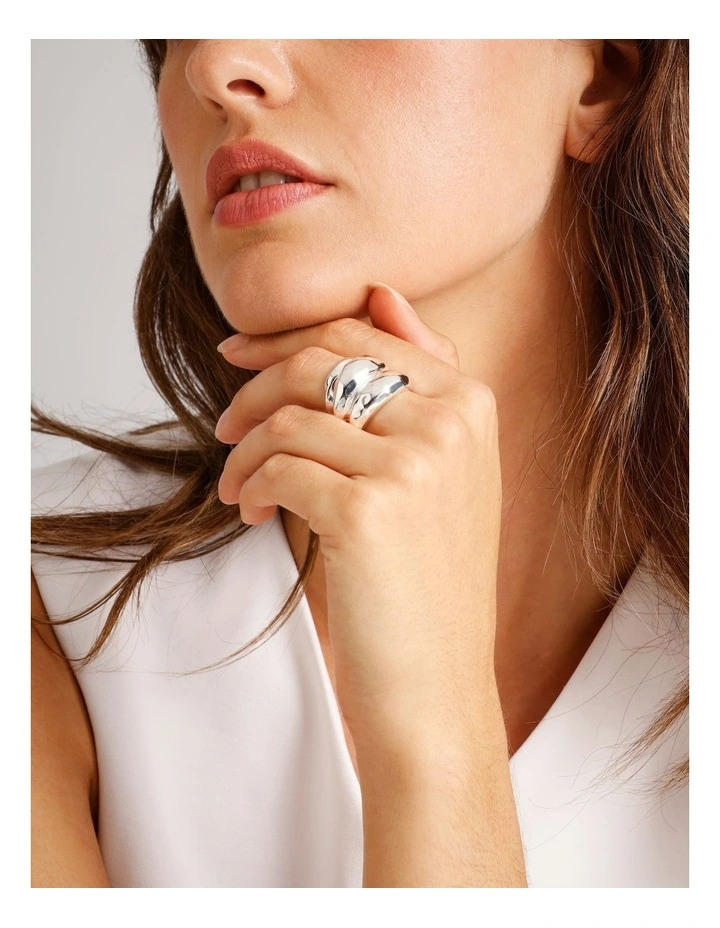 Double Chunky Ring in Silver image 4