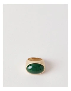 Gold and Jade Stone Ring in Gold
