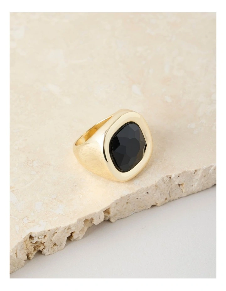 Gold and Jet Stone Ring image 1