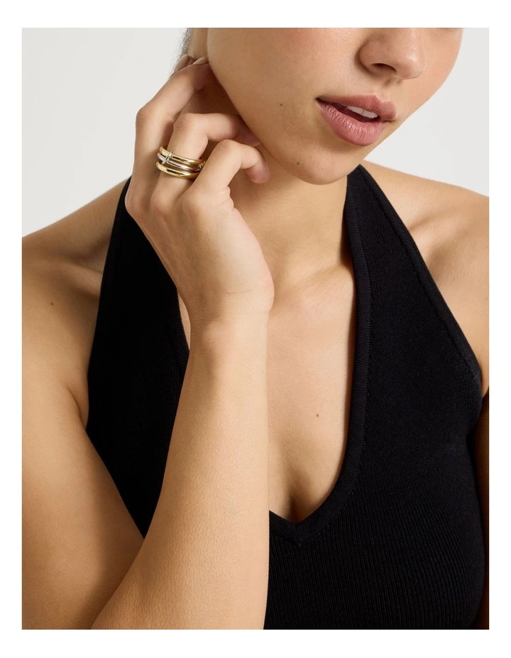 Two Tone Rings 3-Pack in Silver and Gold image 4