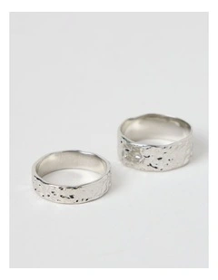 Textured Ring Small/Medium in Silver 2 Pack