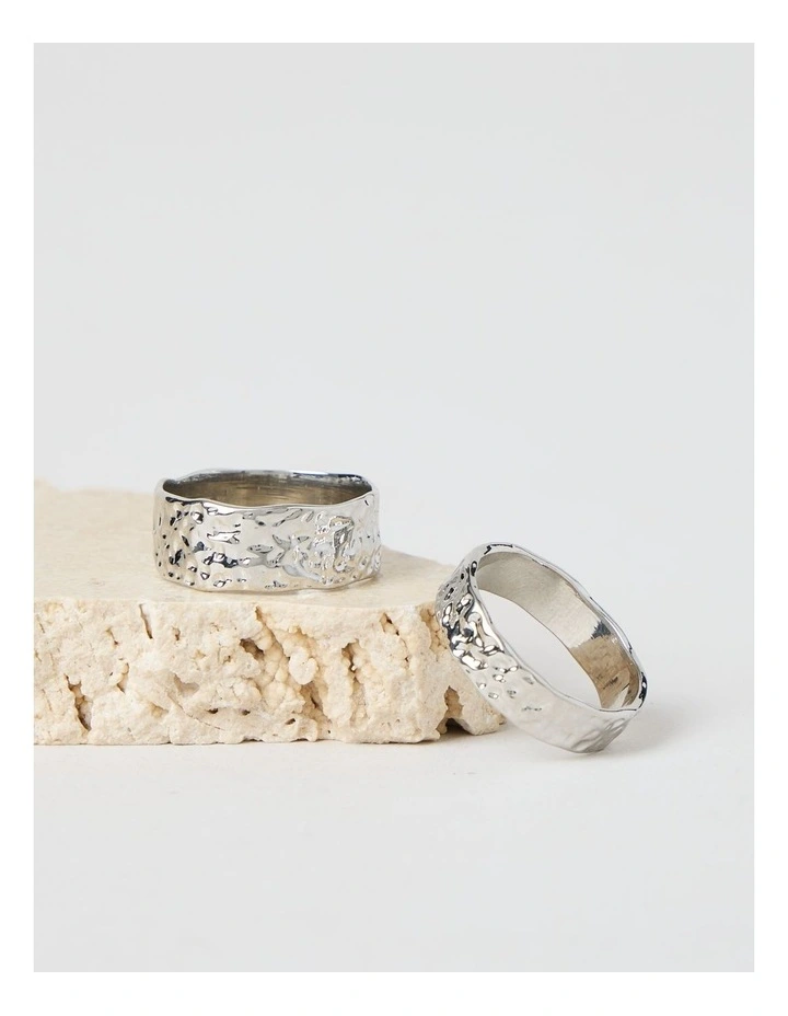 Textured Ring Small/Medium in Silver 2 Pack image 2