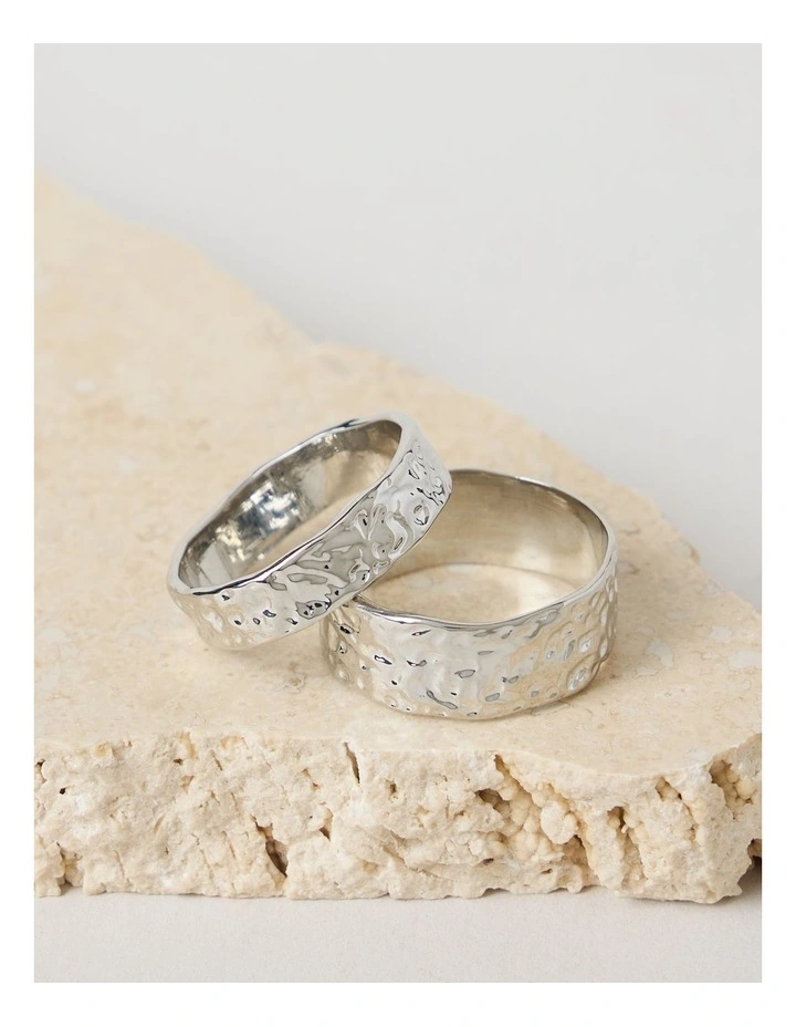Textured Ring Small/Medium in Silver 2 Pack image 3