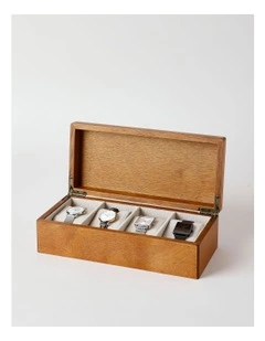 Wooden 4 Compartment Watch Box in Brown