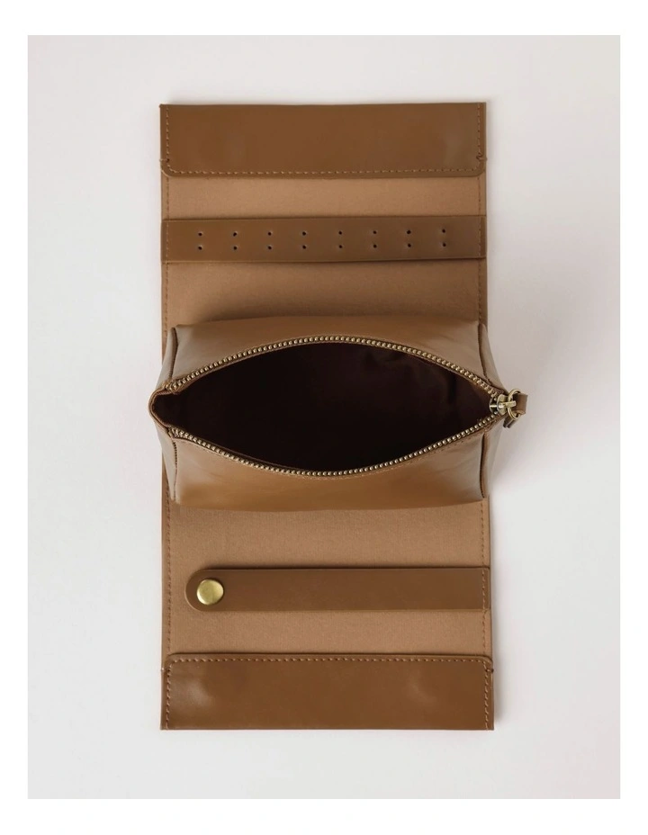 Soft Zip Feature Travel Jewellery Holder in Brown image 5