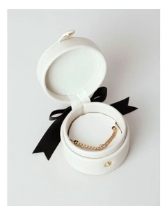 Initial Bracelet and Box in Beige