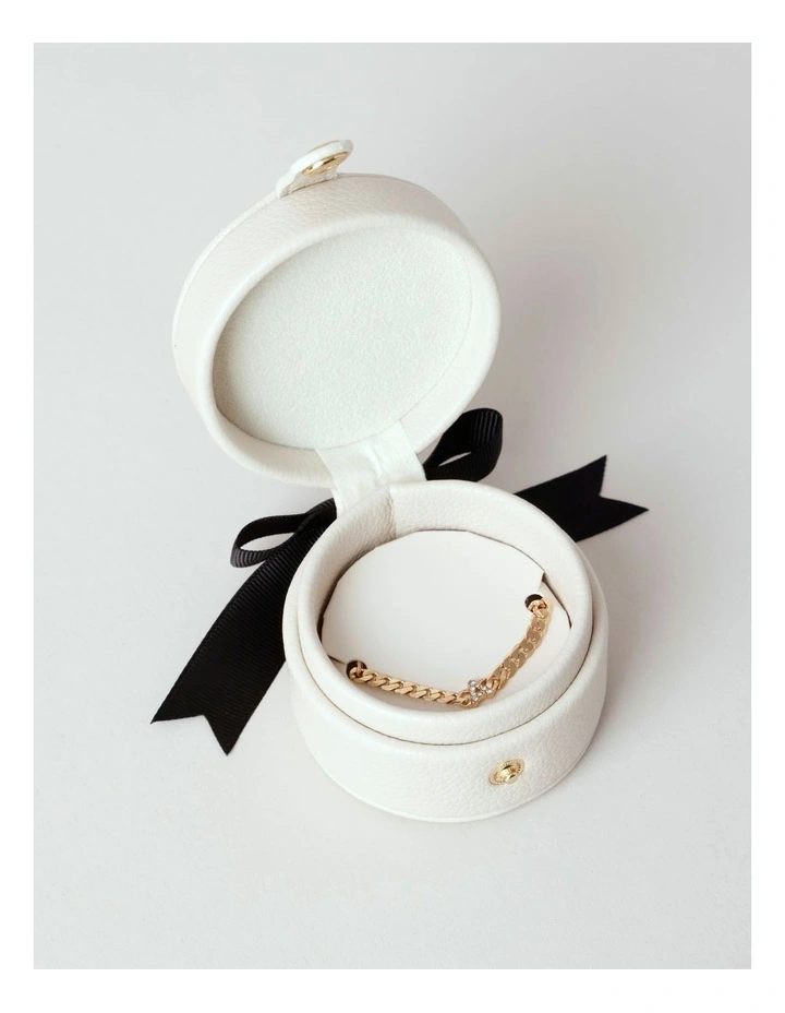 Initial Bracelet and Box in Beige image 1