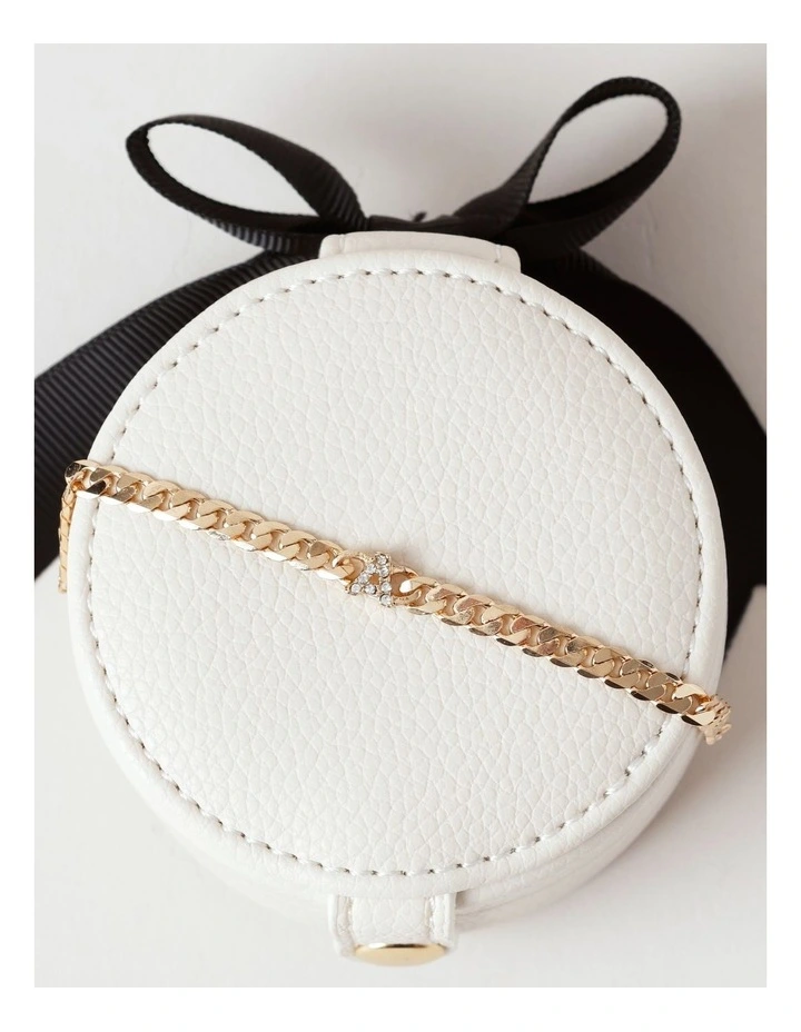Initial Bracelet and Box in Beige image 4