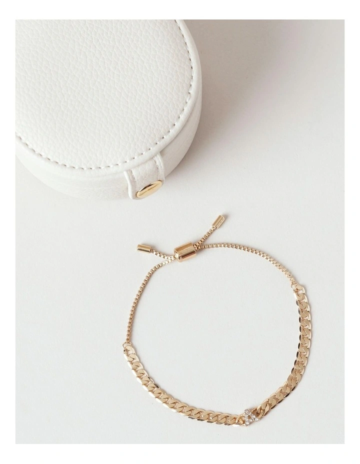 Initial Bracelet and Box in Beige image 6