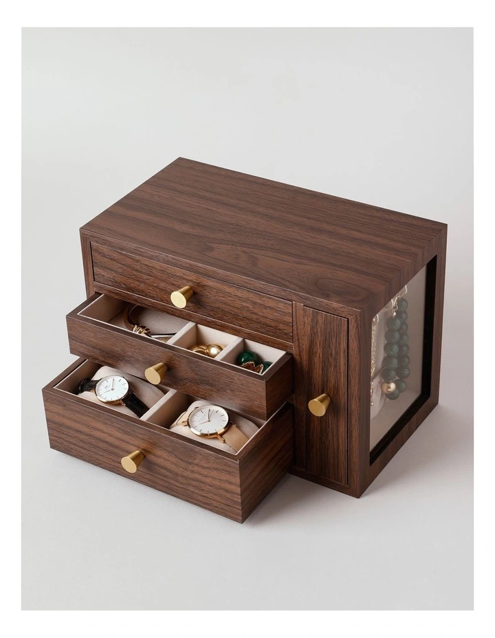 Side Panel Jewellery Box in Brown image 1